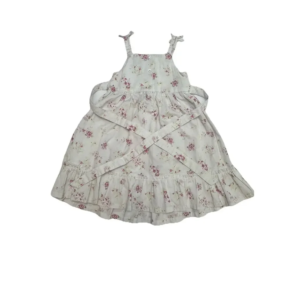 Laura Ashley Girls Size 6 Floral Smocked Sundress Cottagecore Bow Back
